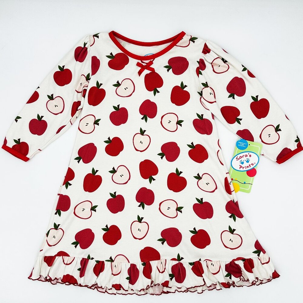 NWT Sara’s Prints Nightgown, Size 3— Apples Print